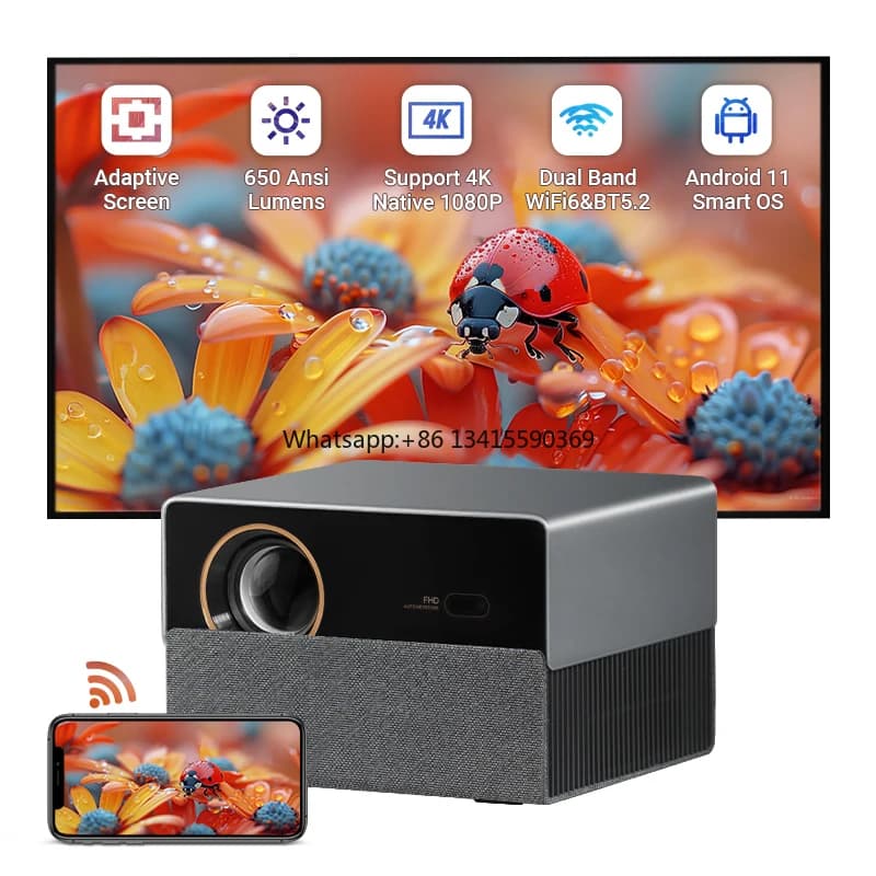 Il più recente proiettore video Home Theater Full HD con proiettore per telefono WiFi Android intelligente L006 con risoluzione 4K