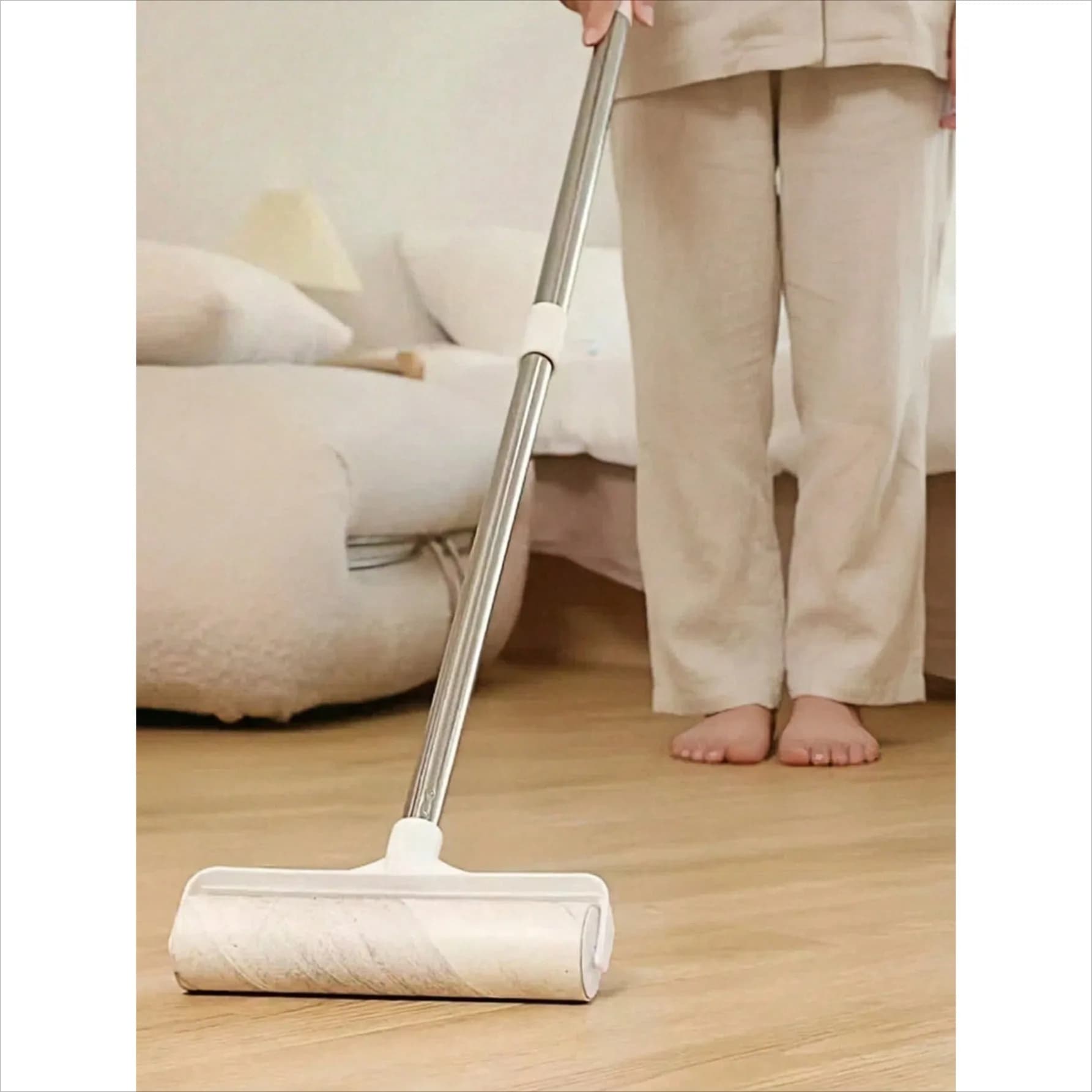 1-6pcs Pack Large Fluffy Lint Roller For Carpets, Suitable For Floors ( Approx 19cm/7.48inch Wide, 93cm Long), Long Handle Stick
