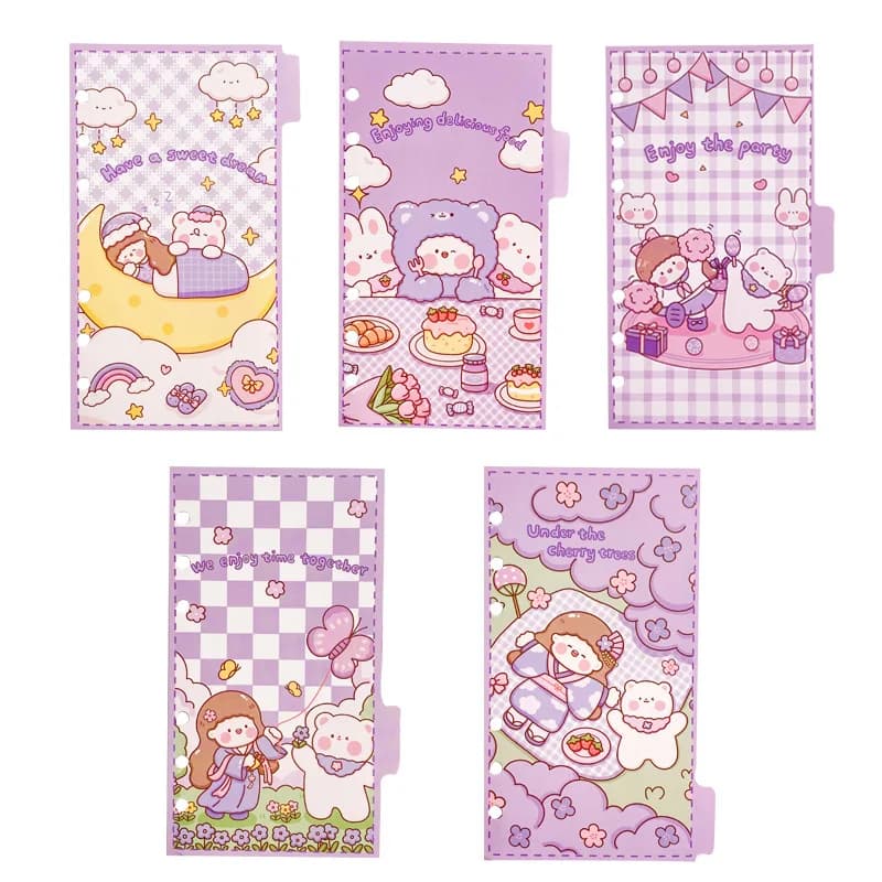 A6 Cute Girl divisore indice di carta 6 fori per raccoglitore Planner cancelleria per Notebook accessori per divisori di carta per Notebook