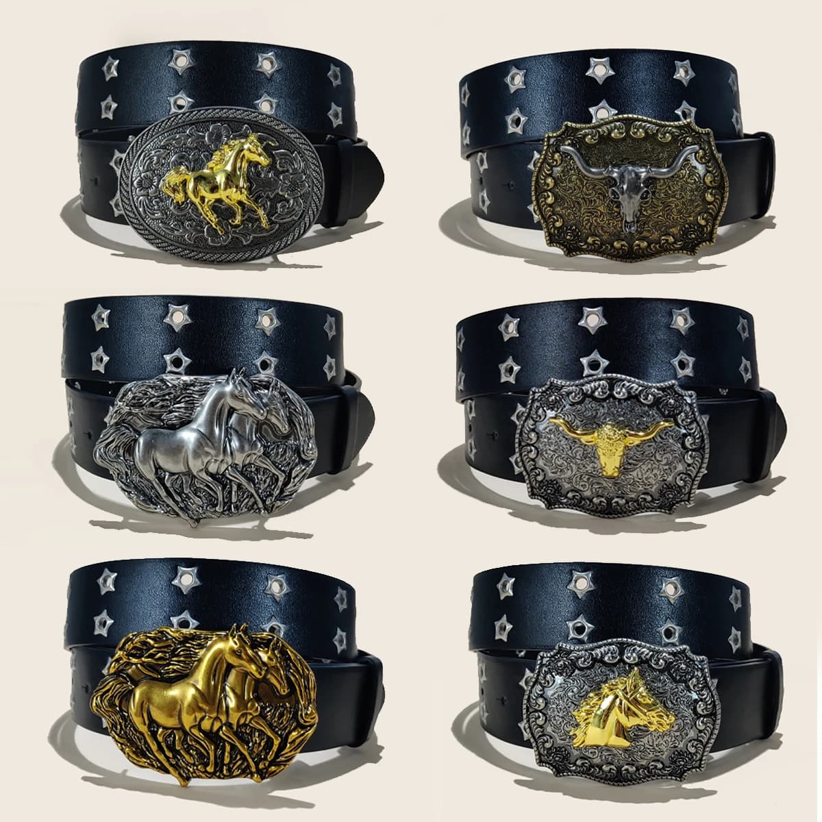 Cintura da cowboy occidentale da uomo nuova con occhielli Cintura in pelle gotica bella e bella per le donne Cintura da uomo con fibbia in lega di design ed elegante