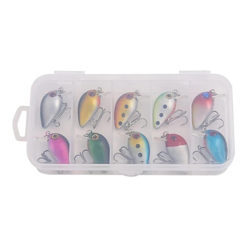 10PCS Durable 3cm/1.6g Fishing Crankbaits ABS with Treble Hook Hard Baits Mini with 3D Eyes Fishing Lures Trout Fishing