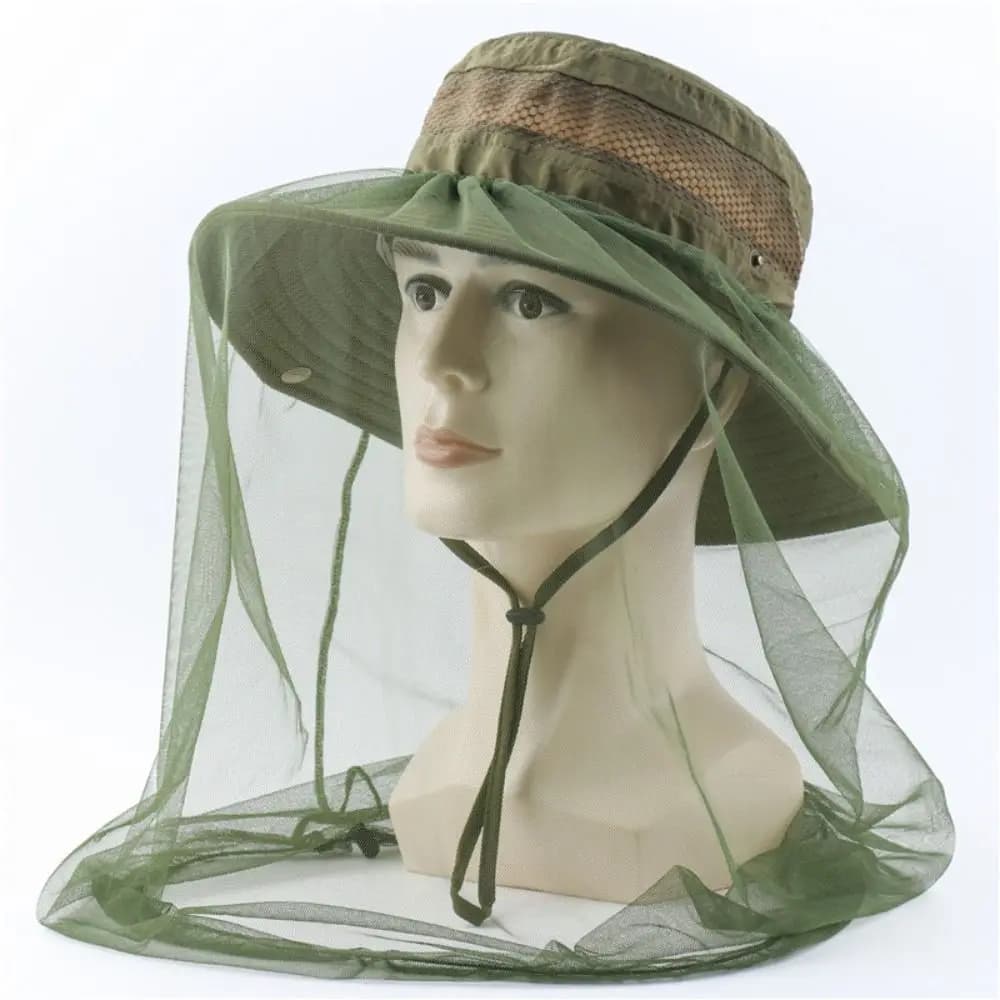 Camouflage Hat-Veil Beekeeping Hat Anti Mosquito Outdoor Fishing Sun Cap Anti Bee Hat Insect Mesh Hat Mosquito Net Hat
