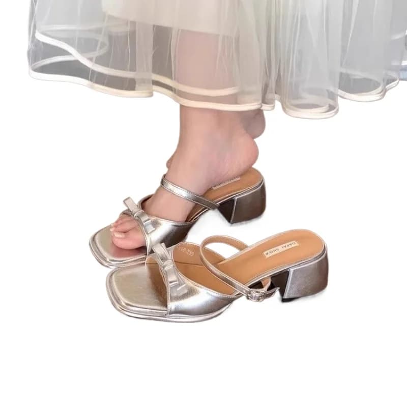 Nuove Ciabatte Eleganti con Tacco Alto e Fiocco da Donna 2026 - Sandali con Tacco di Design per Feste e Cerimonie - Tendenze Donna - Taglie 35-40