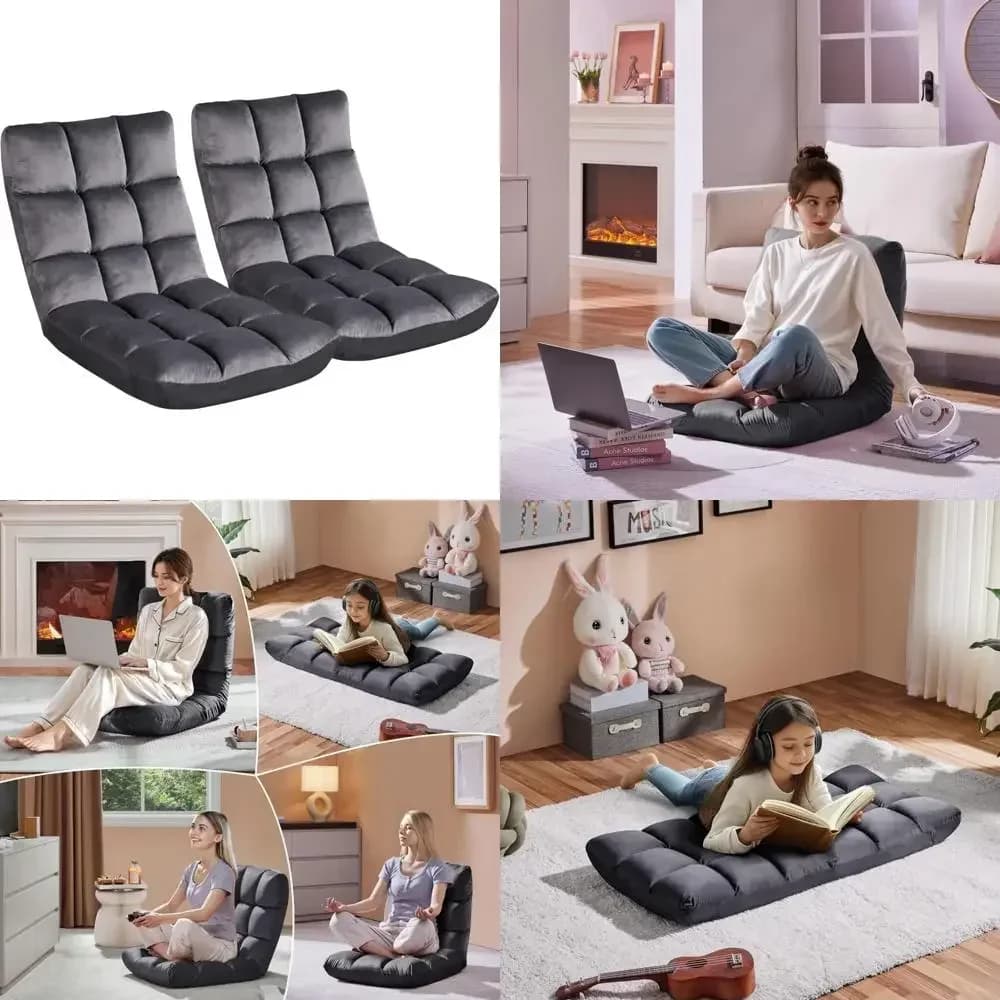 "upholstered floor chair with lumbar support, relaxation seating without arms, ergonomic memory foam meditation cushion, adult g