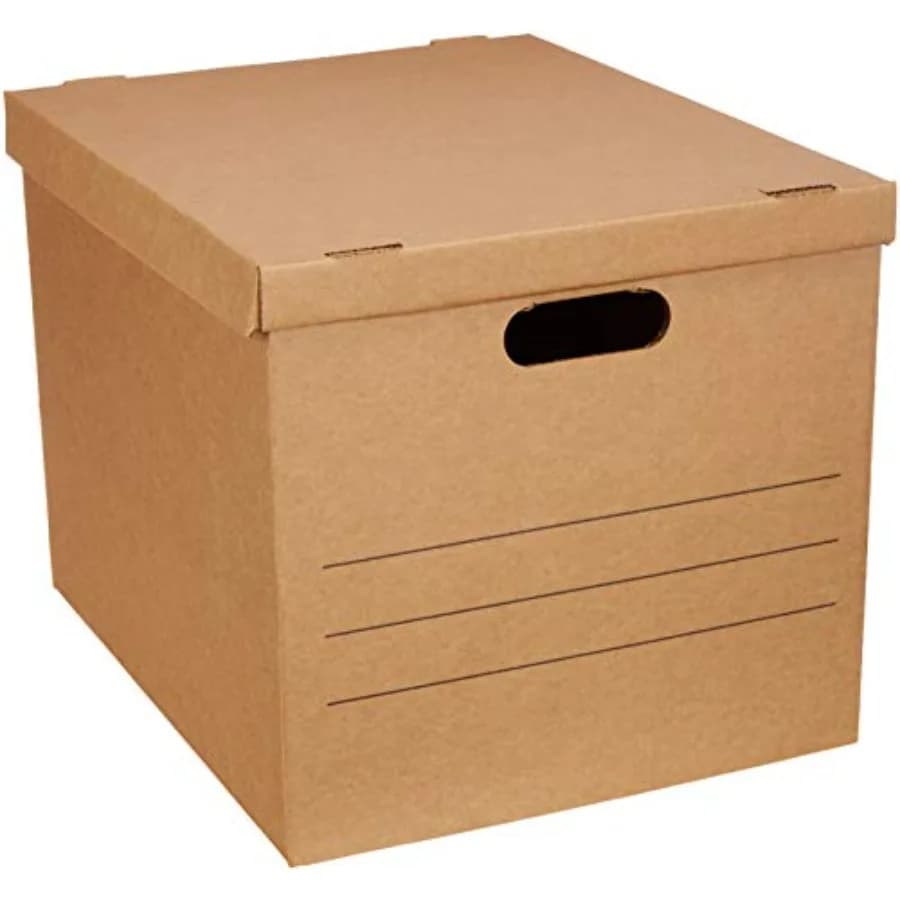 Scatole per trasloco e stoccaggio con maniglie e coperchi rimovibili 19" x 14.5" x 15.5" Marrone Confezione da 10