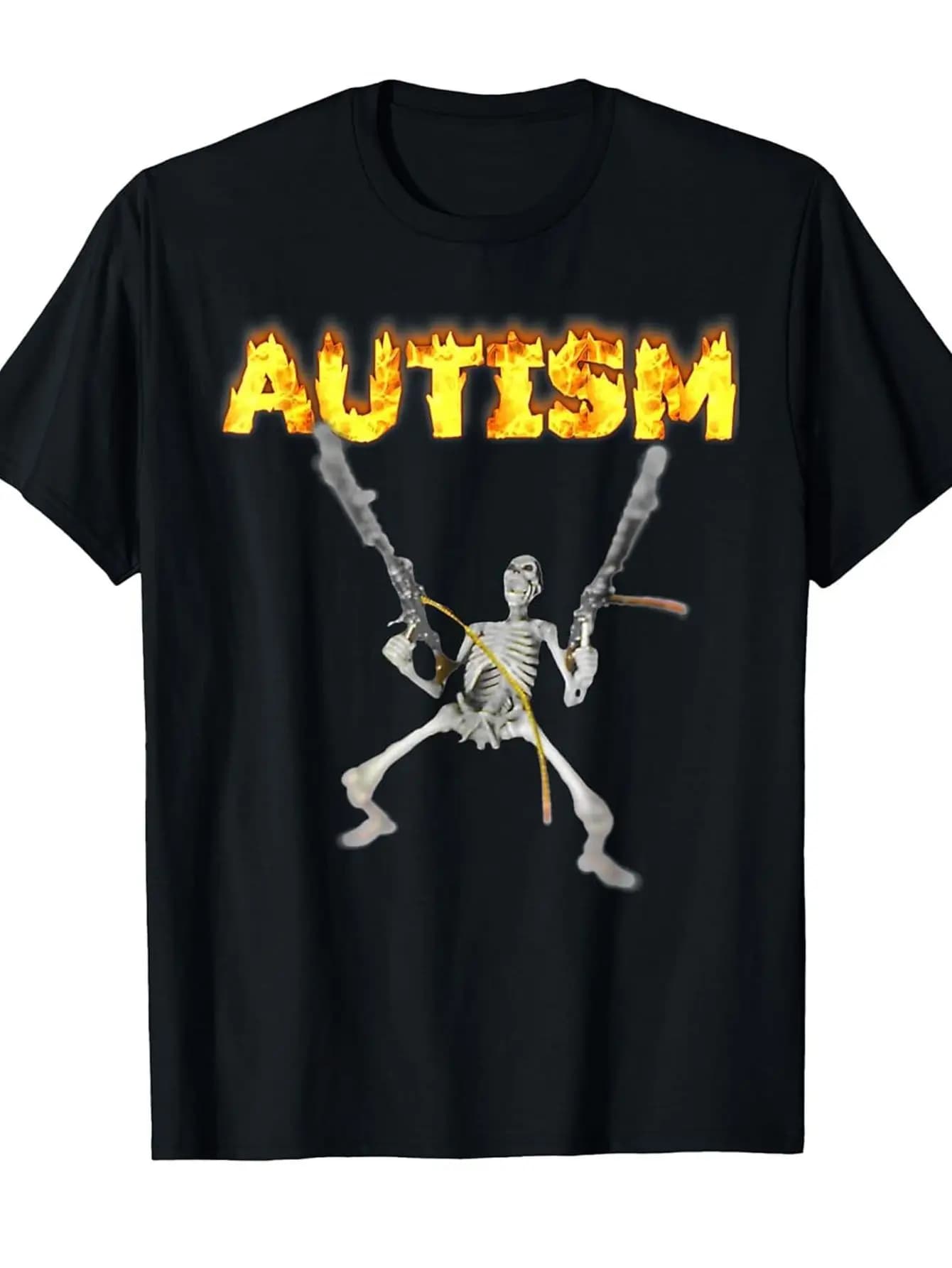T-shirt Autism Skeleton Meme - 100% cotone, pezzo puzzle da uomo T-shirt casual con supporto AUTISM