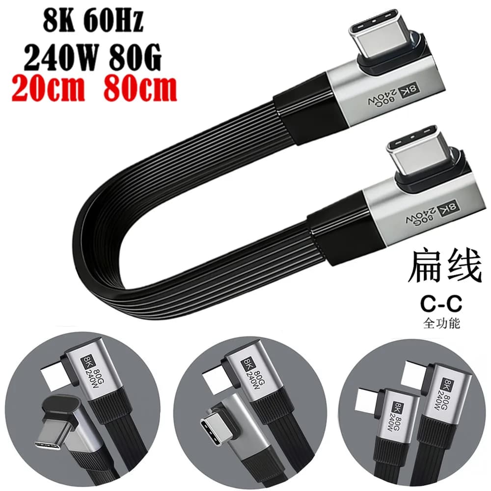 Cavo USB-C a USB-C ad Angolo Retto, Cavo di Ricarica Rapida USB Type-C a 90 Gradi PD 240W 80G per iPhone 17 e SSD Esterni