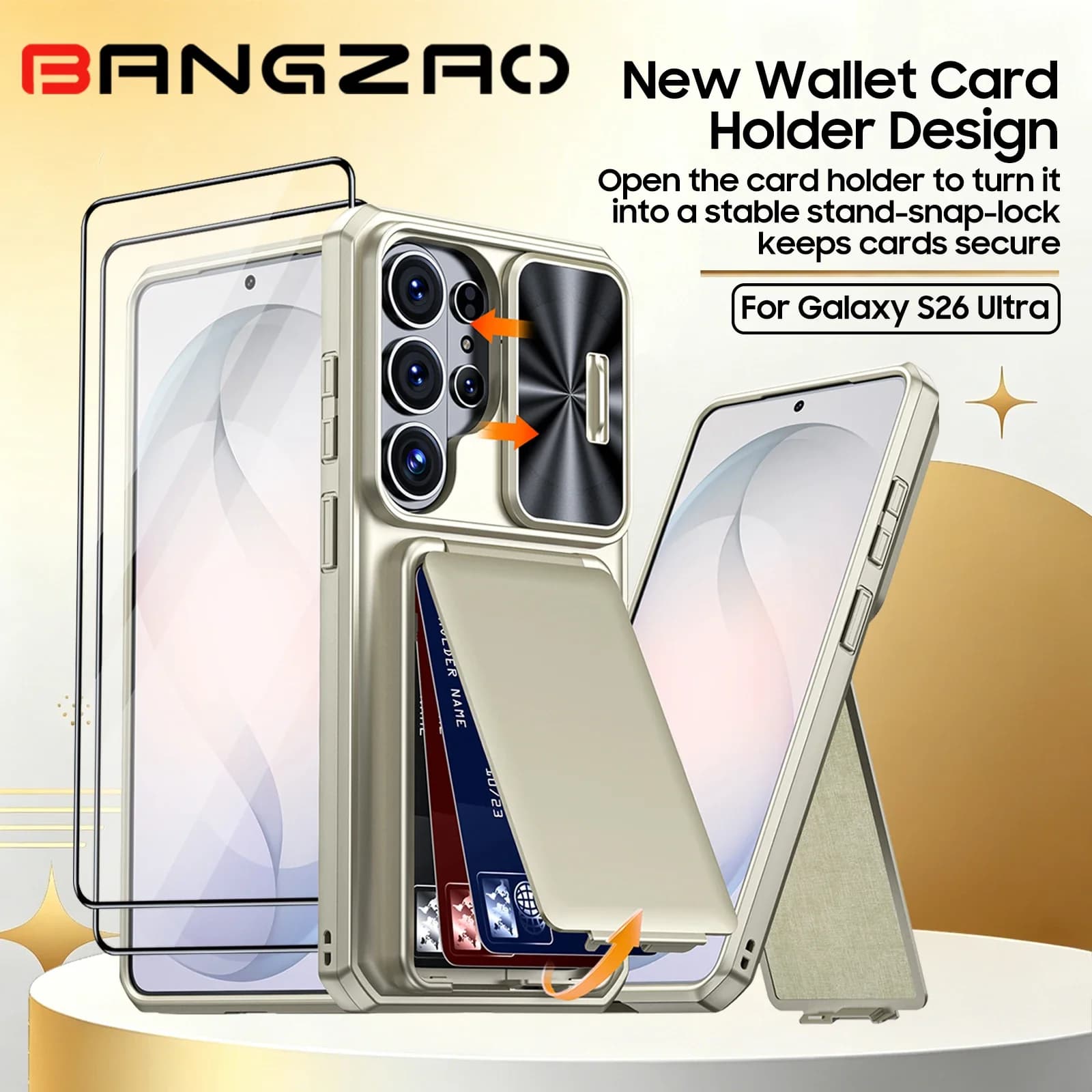 Offerta 618 per Samsung S26 Ultra: Custodia con Porta Carte, Protezione RFID, Antiurto e Antigraffio, Protezione Fotocamera - Titanio