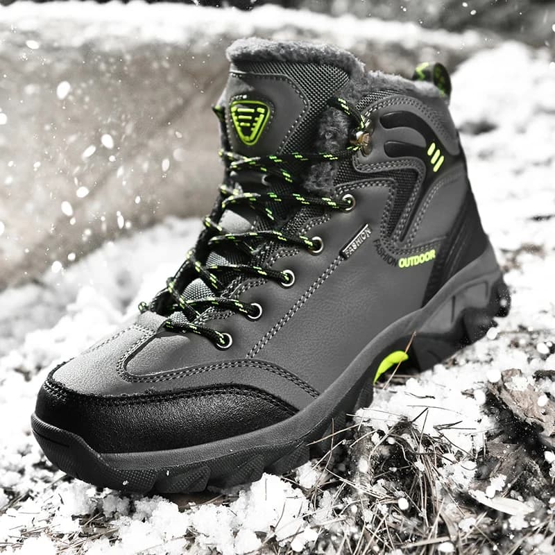 Scarpe da trekking da uomo Outdoor antiscivolo peluche caldo suola spessa traspirante confortevole resistente stivali da neve alti casual in pelle uomo