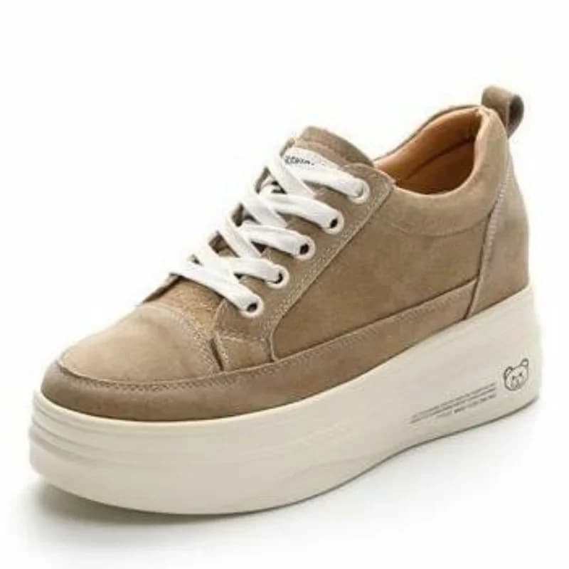 7CM Scarpe da ginnastica con plateau autunnali in vera pelle con zeppa per donna Scarpe da ginnastica traspiranti Scarpe casual Tacco nascosto Zapatillas Mujer