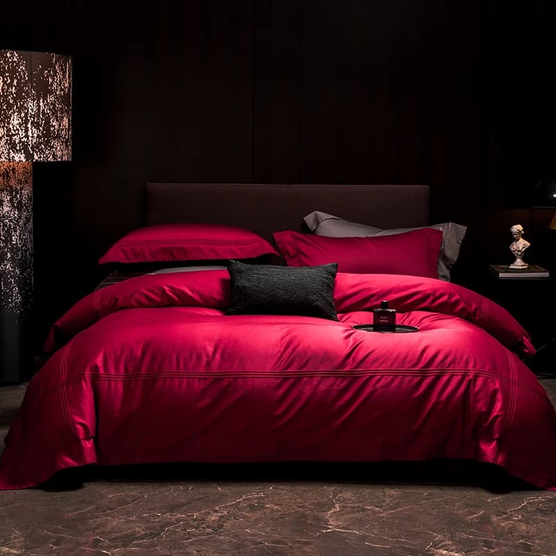 1000TC Cotone egiziano Borgogna Set biancheria da letto di lusso Doppia Queen King Size Copripiumino Lenzuolo/Lenzuolo con angoli Federe 4 pezzi