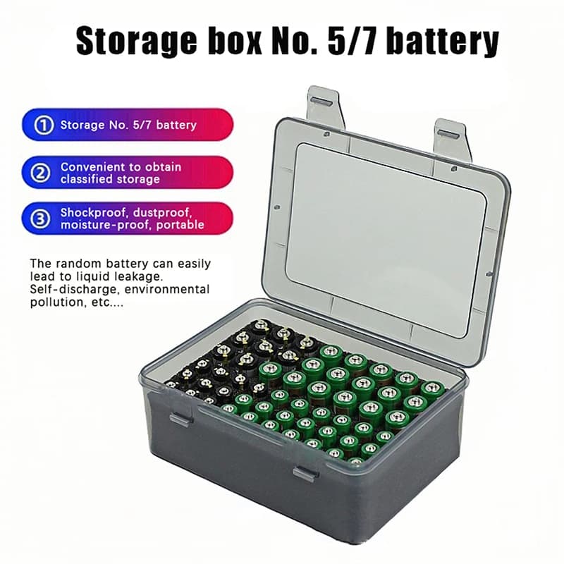 Organizzatore per 54 Batterie AA AAA, Contenitore Portabatterie, Scatola per Garage, Organizzatore per Cassetti Domestici, Dispenser-F(x)