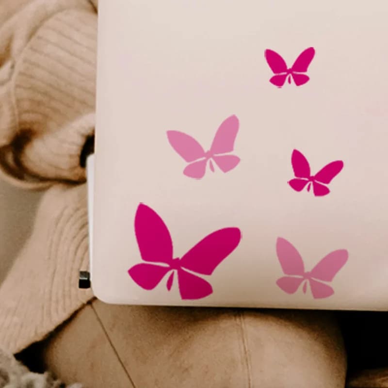 1 set di adesivi a forma di farfalla rosa magenta, adesivi alla moda per la decorazione di finestre di auto, laptop, tazze, ragazze