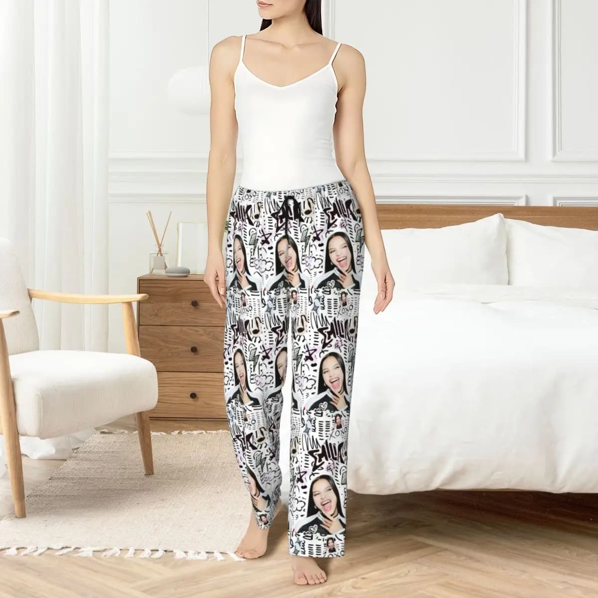 Custom Printed E-Emilia Mernes Pants for Women Mp3 Cantante Poster Nightwear Pants for Nightwear with Pockets