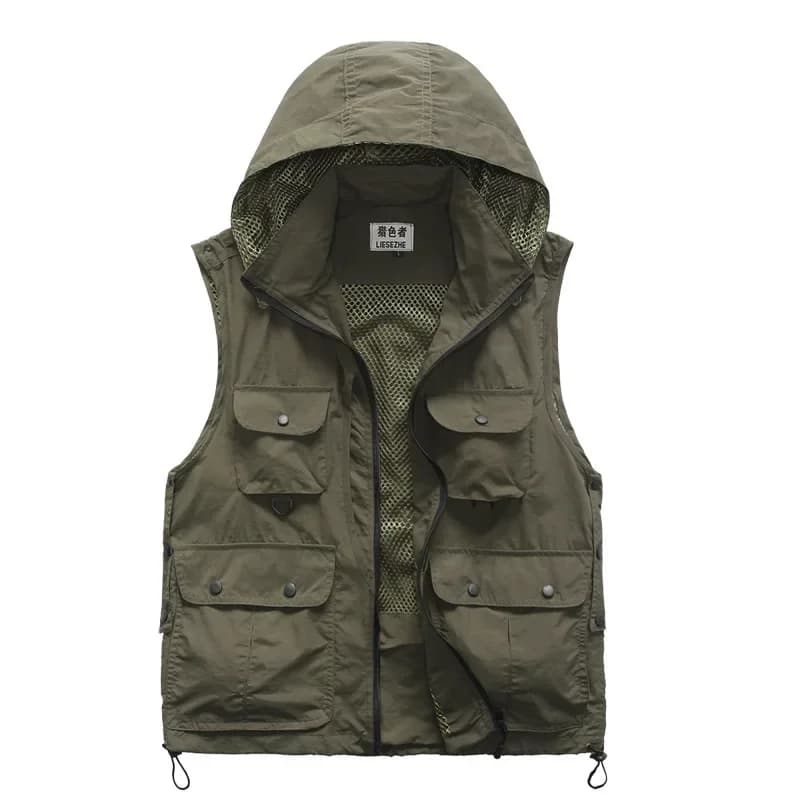 Con cappuccio Multi Tasche Gilet Per Le Donne Degli Uomini Gilet Fotografo Reporter del Volontario Della Maglia Strumenti di Tasche Divise Da Lavoro VT-223