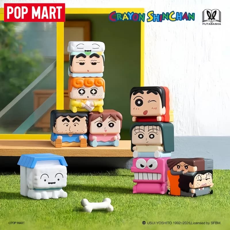 Nuovo POP MART Crayon Shin Chan POP CUBE Serie 1-2-3 Blind Box, Figurina Anime, Decorazione Cartoon, Modellino Magnetico da Collezione, Regalo