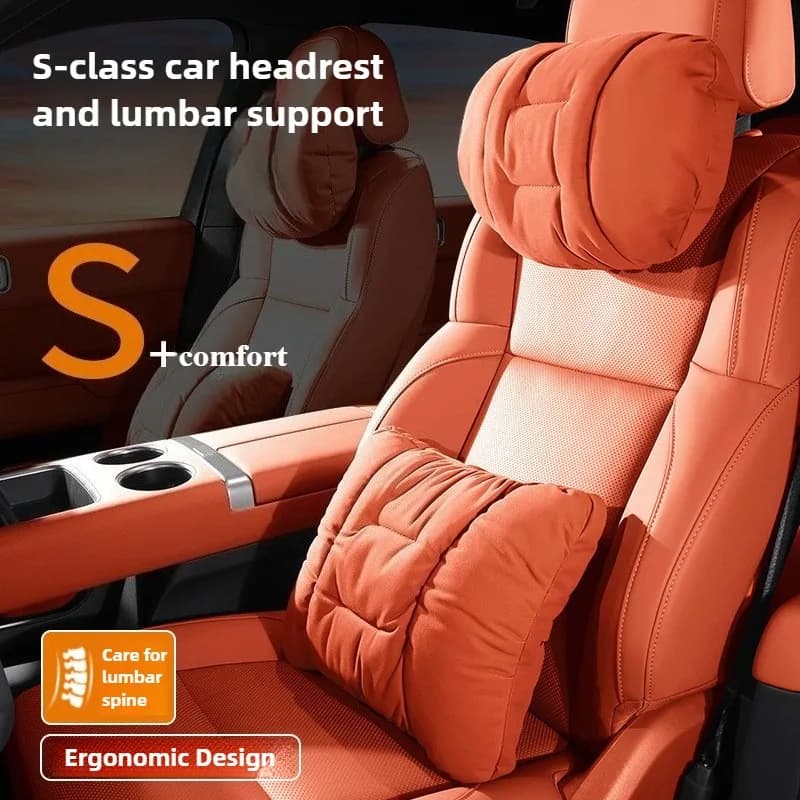 Poggiatesta per auto in pelle scamosciata e supporto lombare Comodi cuscini per il collo Cuscino per la schiena Accessori per sedili Cuscino per il collo dell'auto Cuscino per la vita