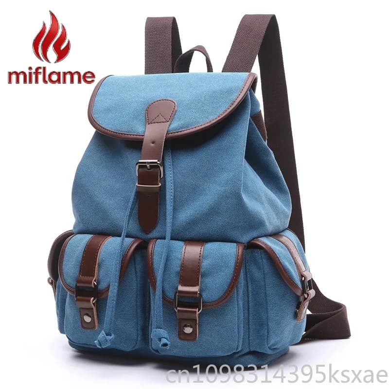 Zaino in tela da donna in stile coreano, alla moda, tinta unita, con tasche multiple, per viaggi all'aperto, scuola e tempo libero