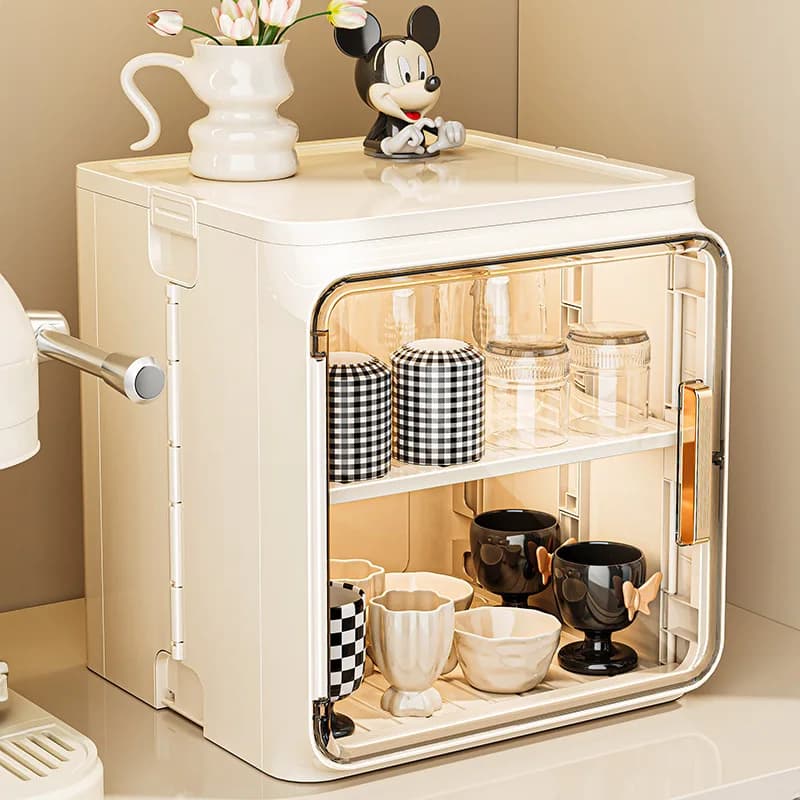 Water cup storage rack, household dust-proof desktop tea cup holder, tea set storage box, coffee mug, drip cup holder
