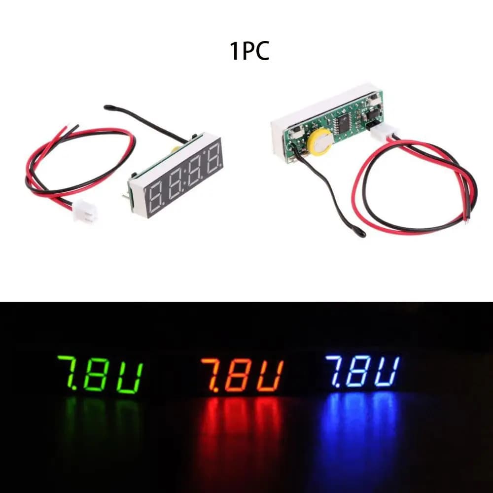 Moto voltmetro Mini termometro auto orologio elettrico Display a LED Timer digitale