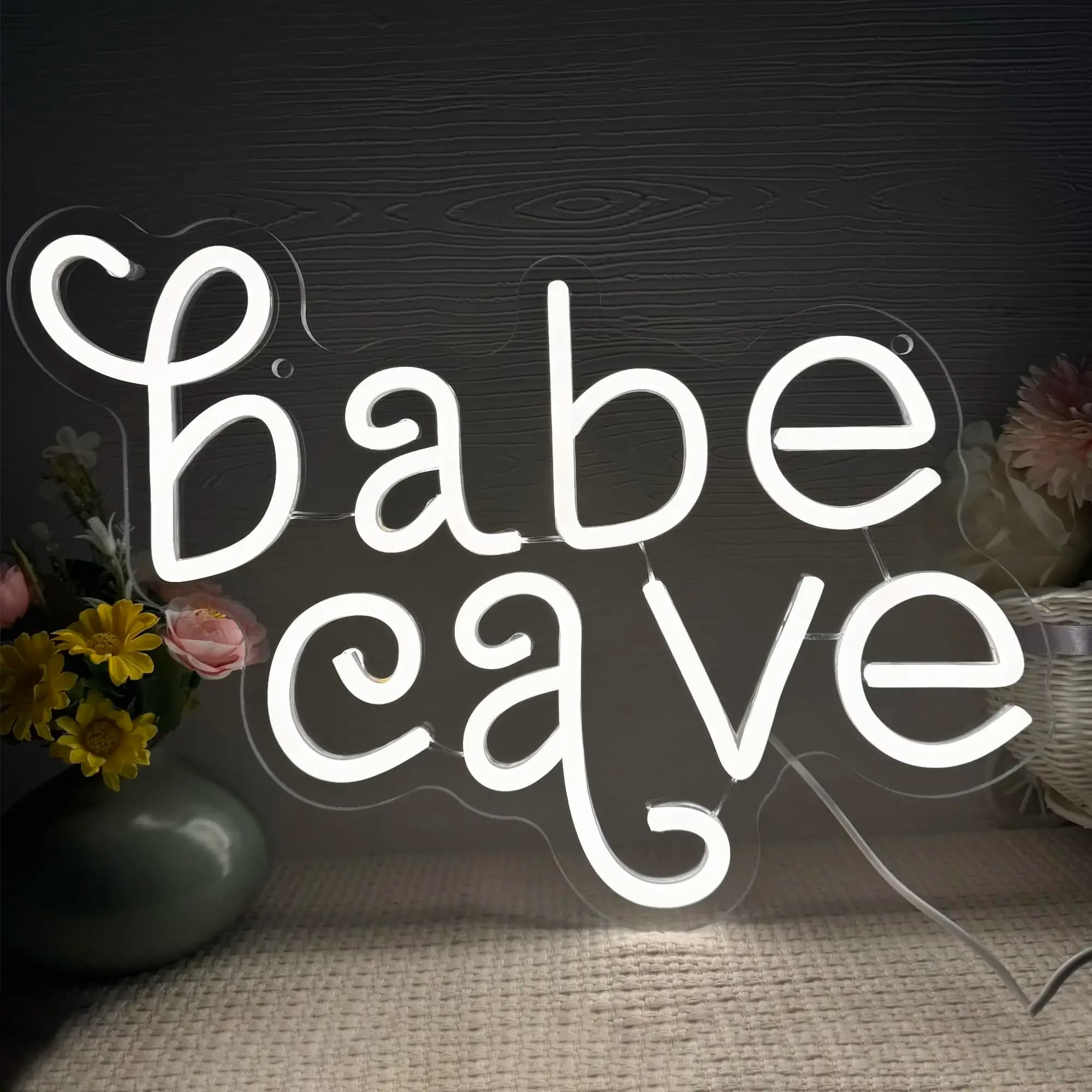 Insegna al Neon USB Babe Cave, Regalo per Bambini, Luce al Neon LED Dimmerabile per Camera da Letto, Vanità, Stanza delle Ragazze, Dormitorio, Sala Giochi, Arredamento Femminile