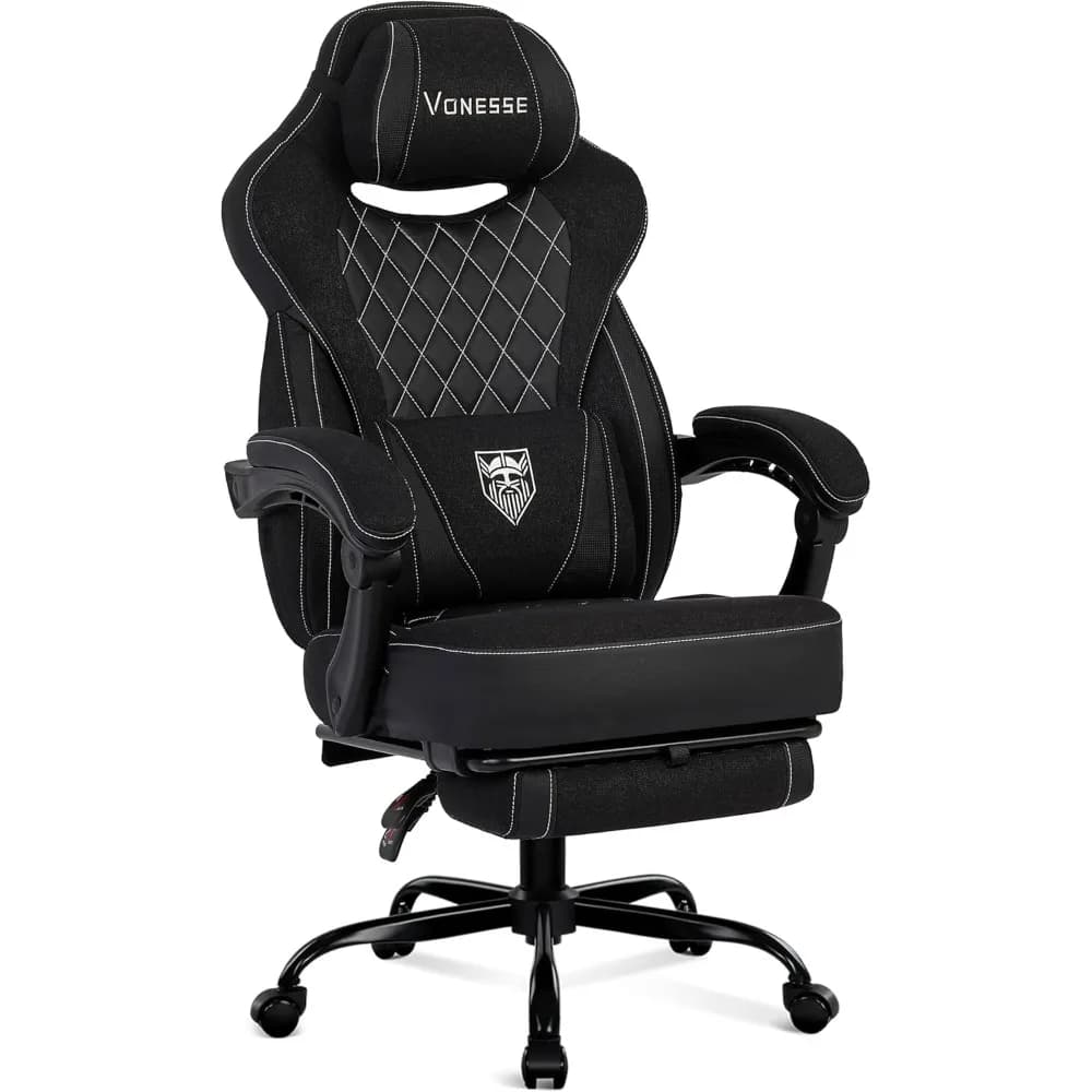 "Sedia da gioco ergonomica reclinabile in tessuto per adulti che supporta fino a 250 libbre con cuscino a molle insacchettate e caratteristiche di sedie da ufficio"