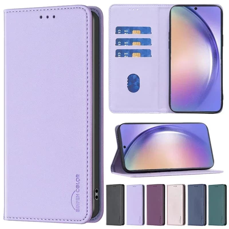 Custodia in pelle con vibrazione magnetica con slot per portafoglio per Samsung Galaxy A06 A15 A16 A35 A53 A54 A55 S25 Ultra S24 FE S23 Plus S22 S21 S20 FE
