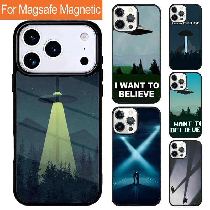 Cover Magnetica per iPhone The X Files I Want to Believe PRINT con MagSafe per iPhone 17 Pro 16 15 13 12 11 Pro Max Air 14 Plus
