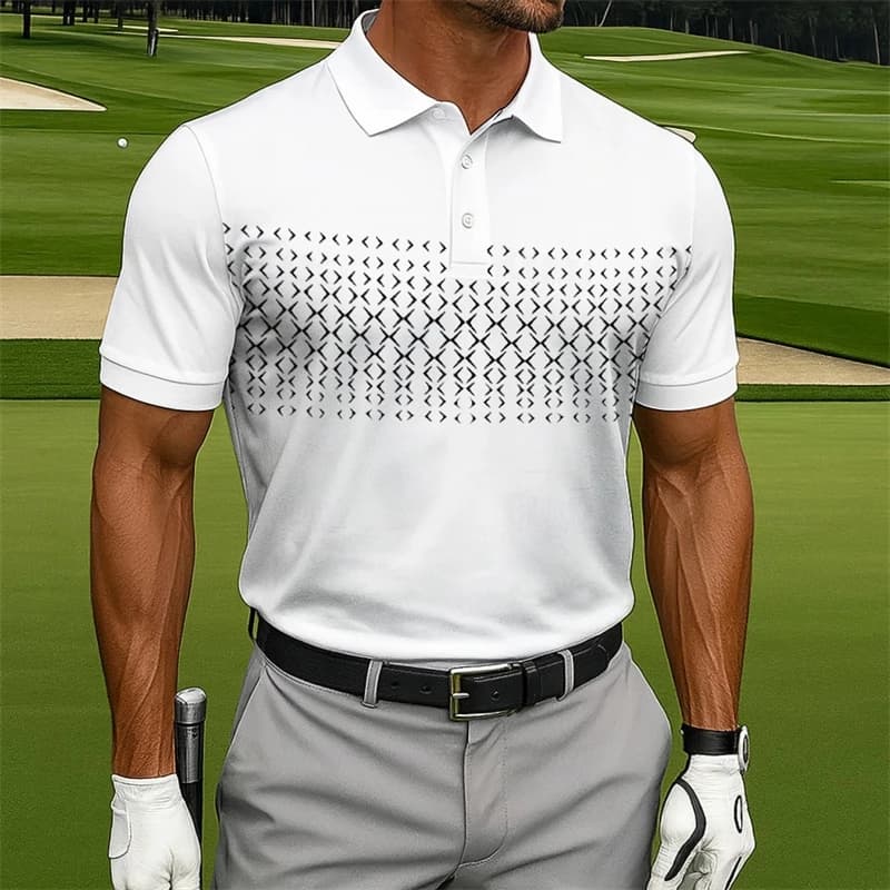 Polo da golf casual semplice per uomo Polo estiva moda manica corta stampata in 3D T-shirt sportive all'aria aperta traspiranti e larghe