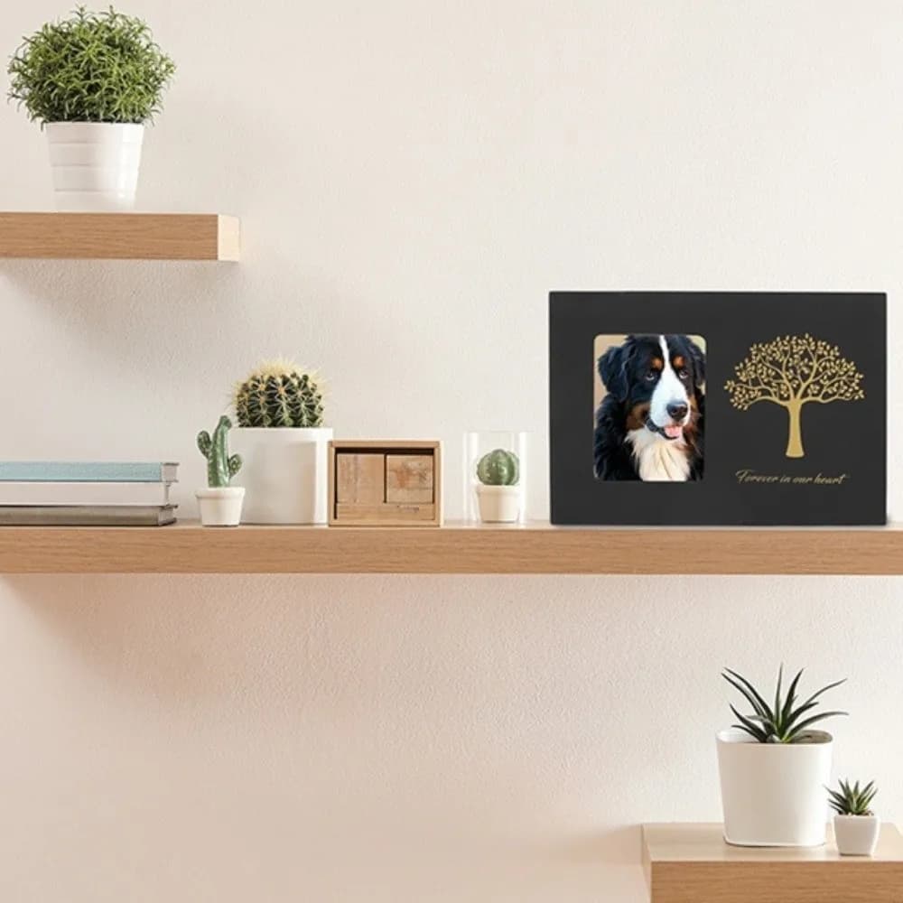 Urna Cineraria per Animali Domestici 'L'albero della Vita' in Legno, Mini Urna Creativa Impermeabile con Cornice Portafoto per Cani e Gatti