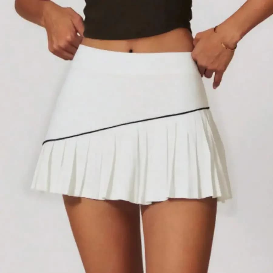 High Waist Sports Mini Skirt, Built-In Shorts Liner, Stretchy Breathable Fabric, Anti Chafe Active Skort For Tennis Golf