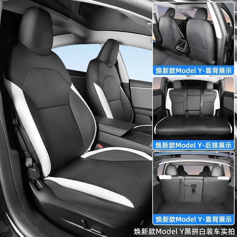 Full Set Seat Covers For Tesla Model Y juniper, Leather Car Seat Cover Seat Cushion Protector Replacement