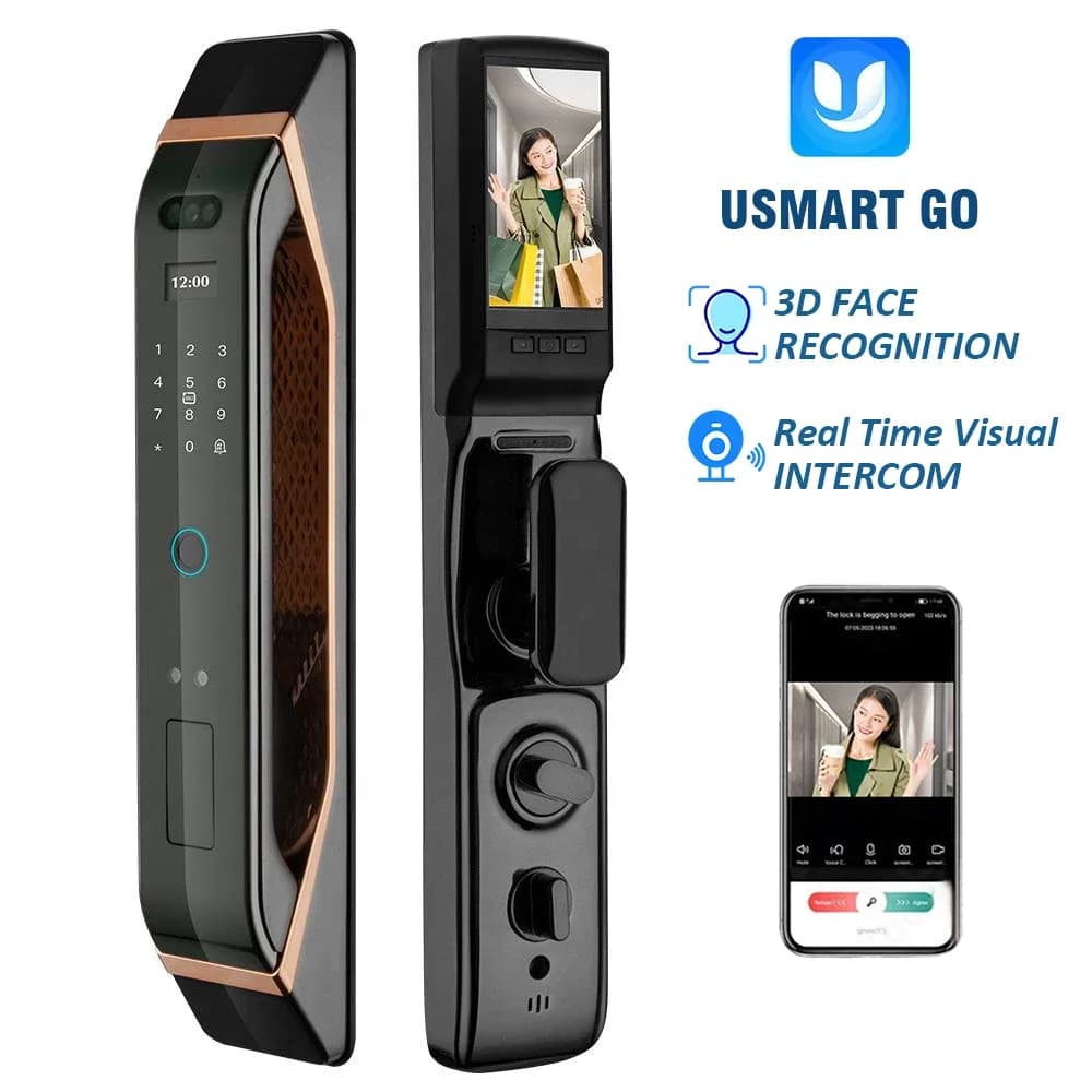 Serratura intelligente per porta con riconoscimento facciale 3D Cerradura Wifi Sicurezza biometrica delle impronte digitali Serratura intelligente completamente automatica con fotocamera
