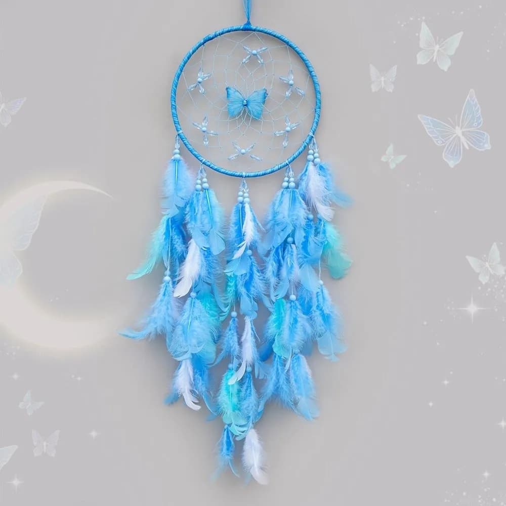 Handmade Butterfly Dream Catcher Wall Hanging Oranments Home Decoration Butterfly Wind Chime Creative Gifts Room Hanging Decor