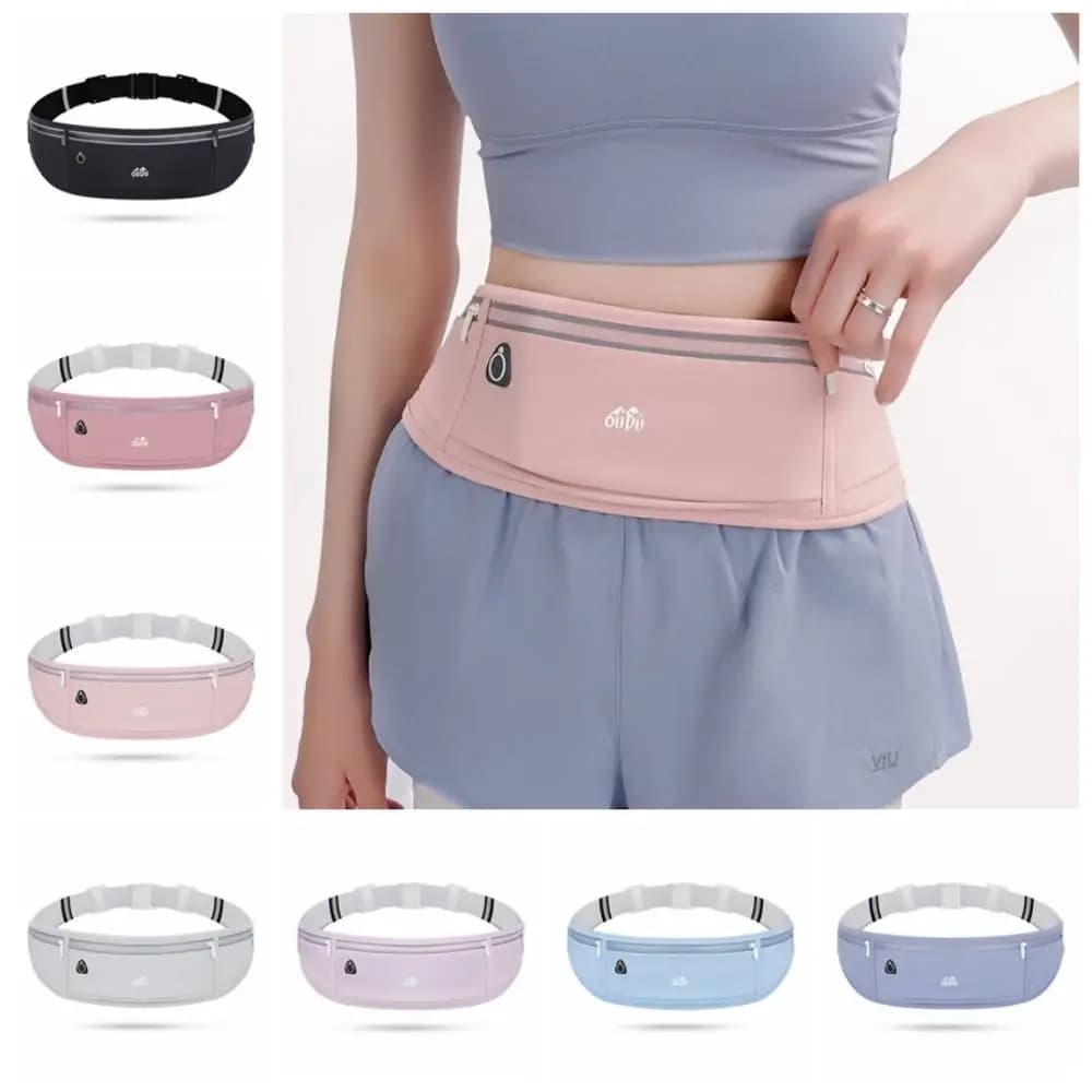 Lightweight and Adjustable Race Belt for Women, Waist with Reflective Strip and Portable Pocket for Phone