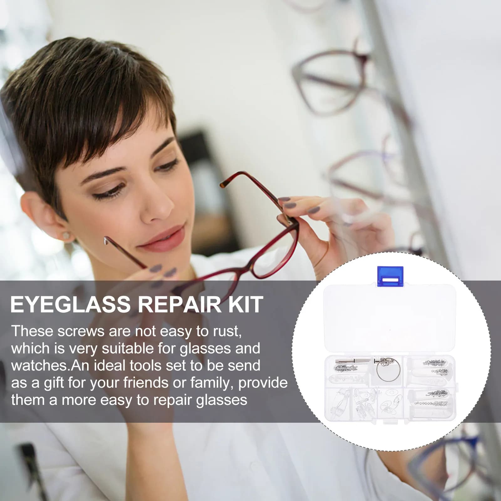 1Set Eyeglass Repair Kit High-Quality Rust-Resistant Screws Screwdriver Tools for Glasses Sunglasses Watches Eyewear Repair Kit