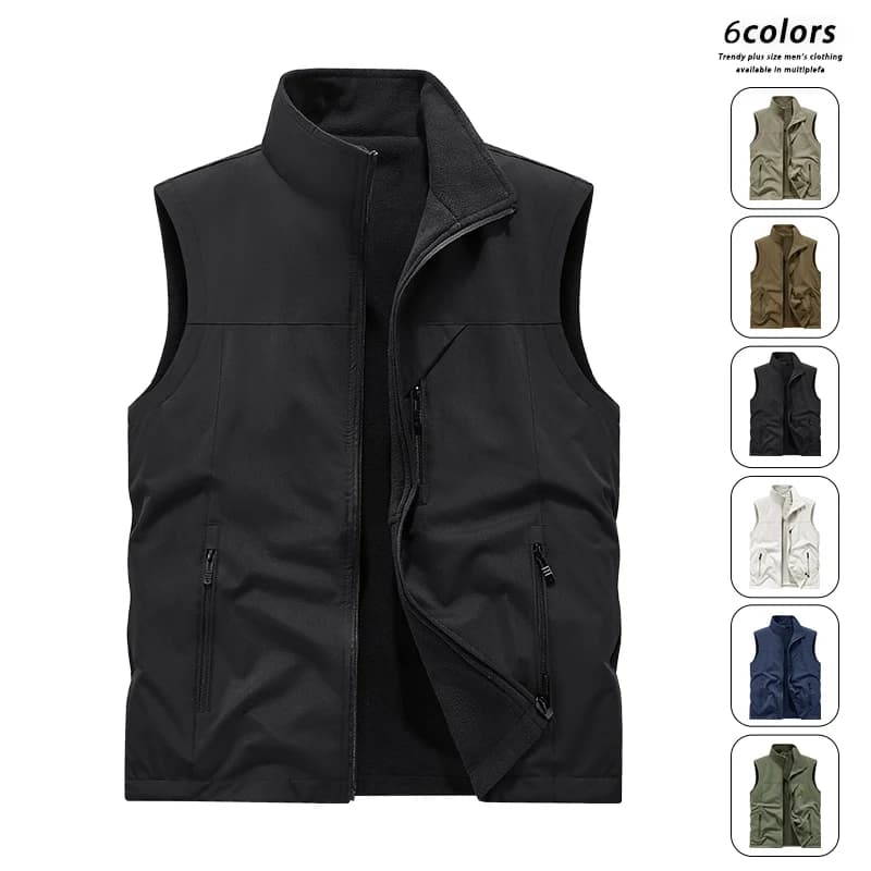 2026 Men Fleece Warm Vest Jackets Autumn Winter Leisure Waistcoat Outdoor Fishing Vest Tactical Military Hunting Hiking Vest