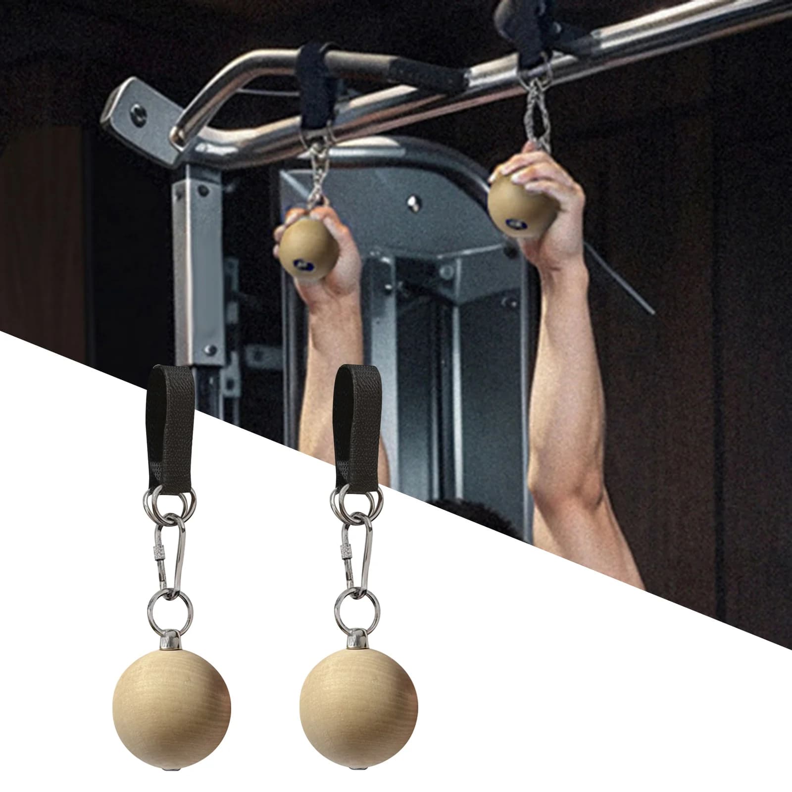 Traction ball, wood grip, strength, fitness, home gym, kettlebell, traction bar, force training attack, climbing ball handle