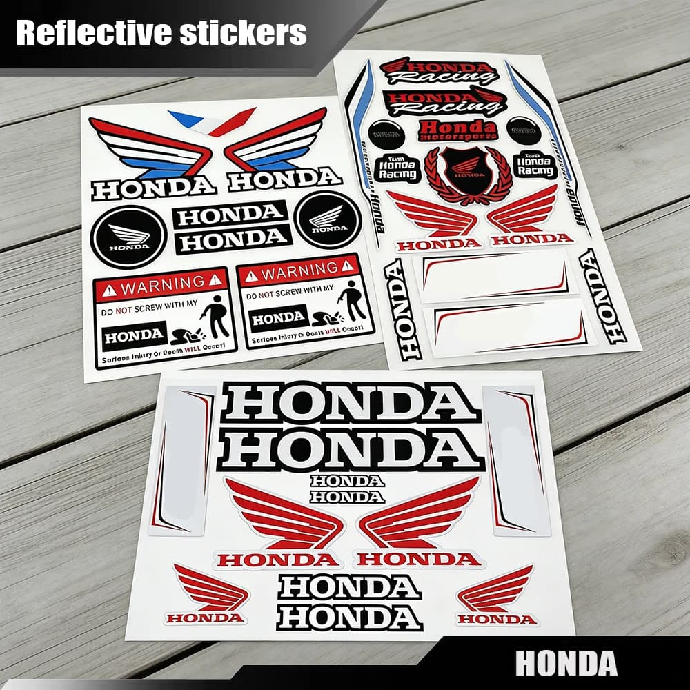Set di Adesivi Riflettenti Honda, Decalcomanie Honda Racing Wing e di Avvertimento, per Casco Moto e Scooter