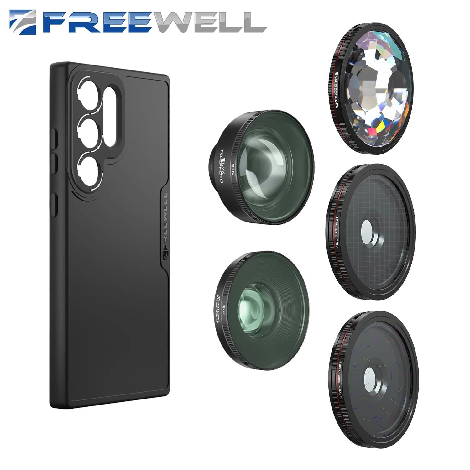 Freewell F-Mount Phone case Photography Kit Long Range Macro Lens and 1.7x Telephoto Len for Samsung S24 Ultra/S23 Ultra