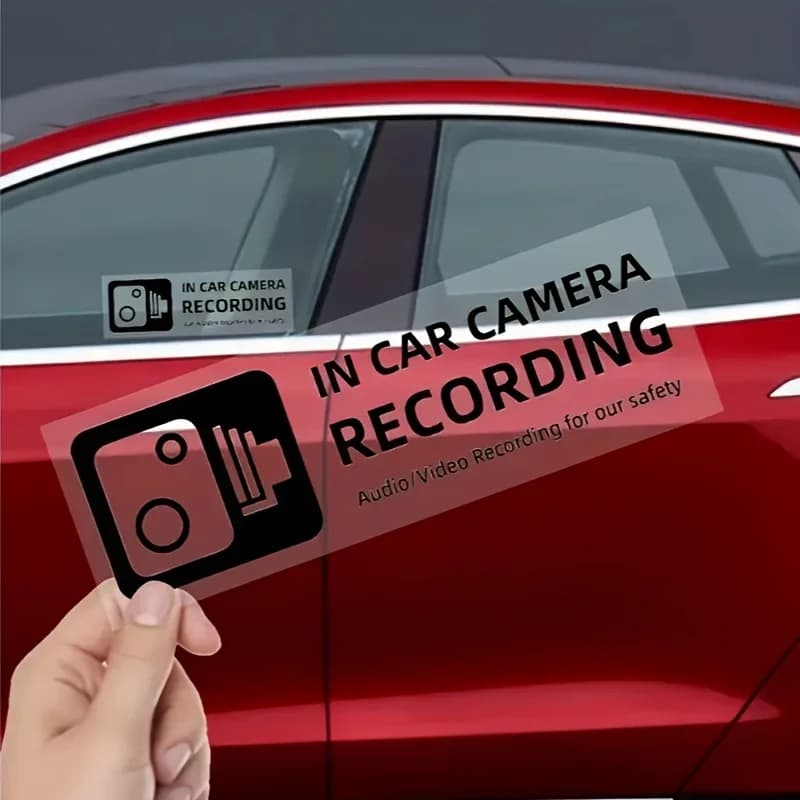 2PCS Car DVR Warning Stickers Waterproof Recording Sign Vinyl Decals for Auto Window Bumper Exterior Decor