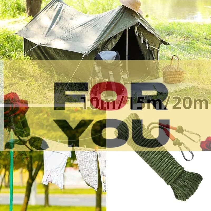 【OD】10M/20M Wire Rope Clothesline 8MM With 2 Hooks Laundry Hanging String Thicken Wall Hanger Wire Core Nylon Cord