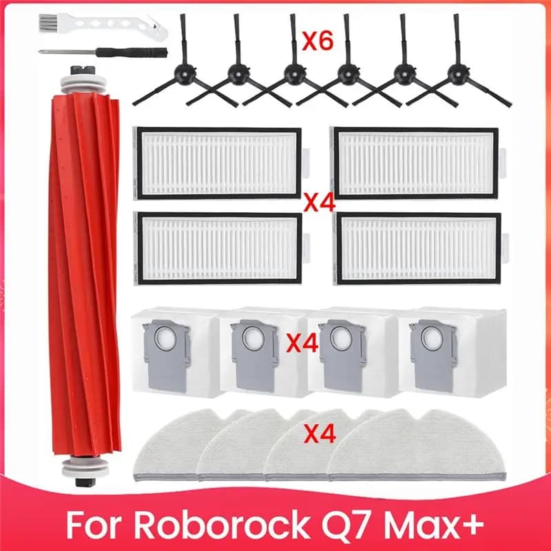 Kit di accessori L65A per aspirapolvere Roborock Q7 Max+, ricambi per aspirapolvere, spazzola principale, spazzola laterale, filtro, sacchetti per la pulizia