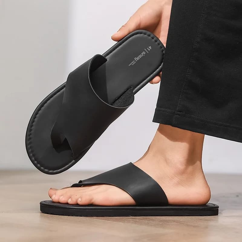 Men Cross Border Roman Style Slides, One Strap Casual Sandals Slippers Big Size Large Size Summer Footwear