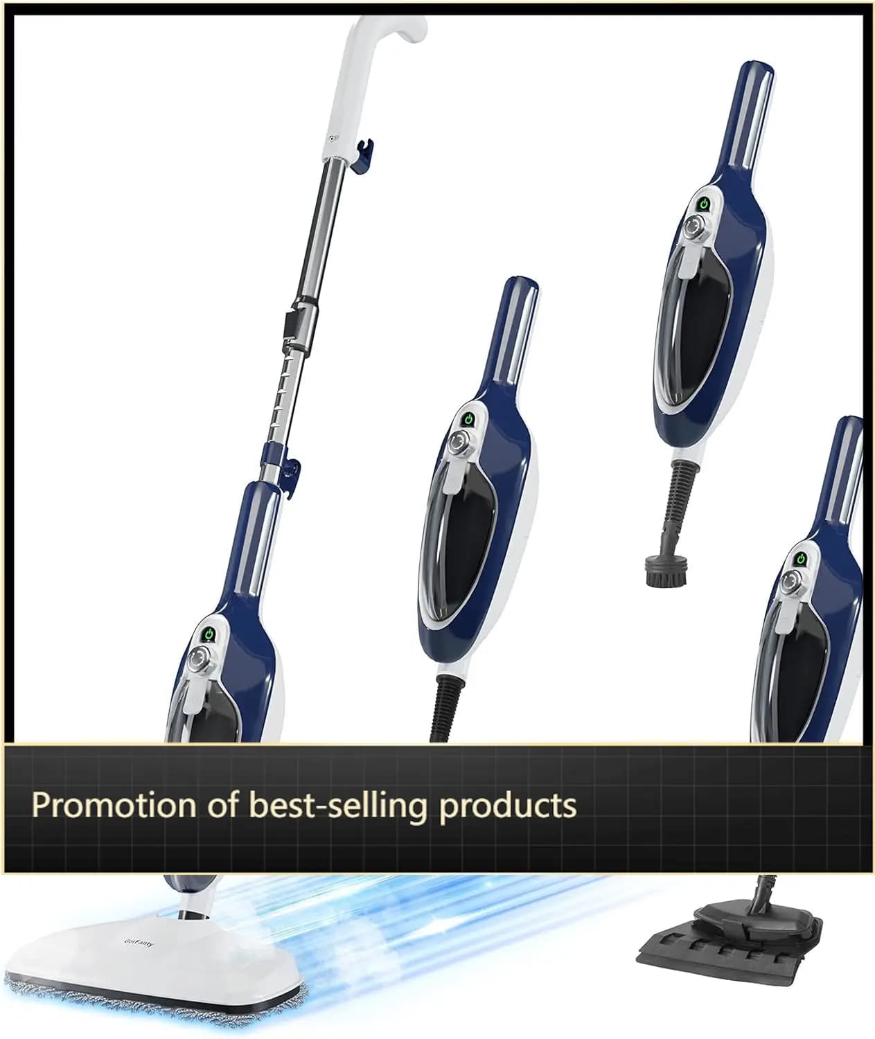 Steam 10 in 1, detachable multipurpose steam cleaner for wooden floors, tiles, laminate, all kinds of floors and carpets.