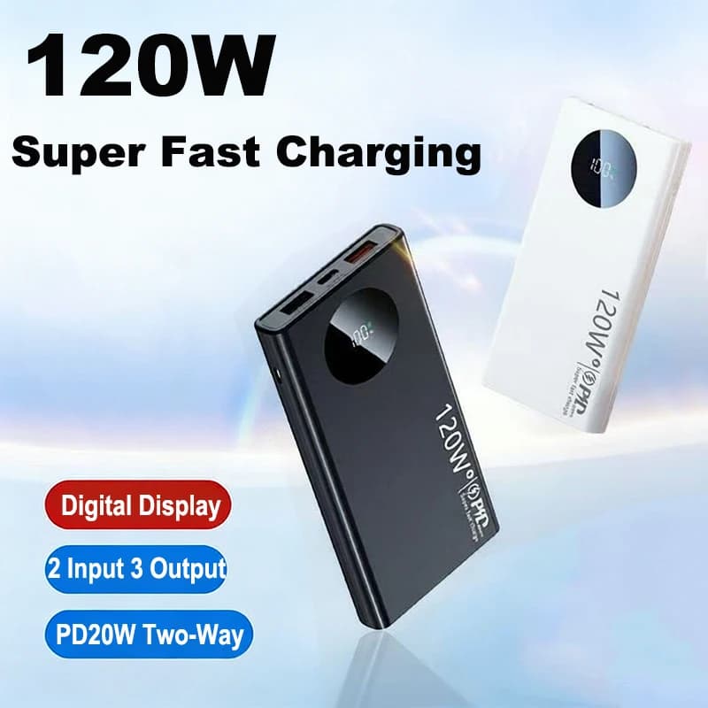 Power Bank 20000mAh 120W Ricarica Rapida Caricabatterie Portatile per iPhone 17 16 Samsung Huawei Xiaomi Batteria Esterna