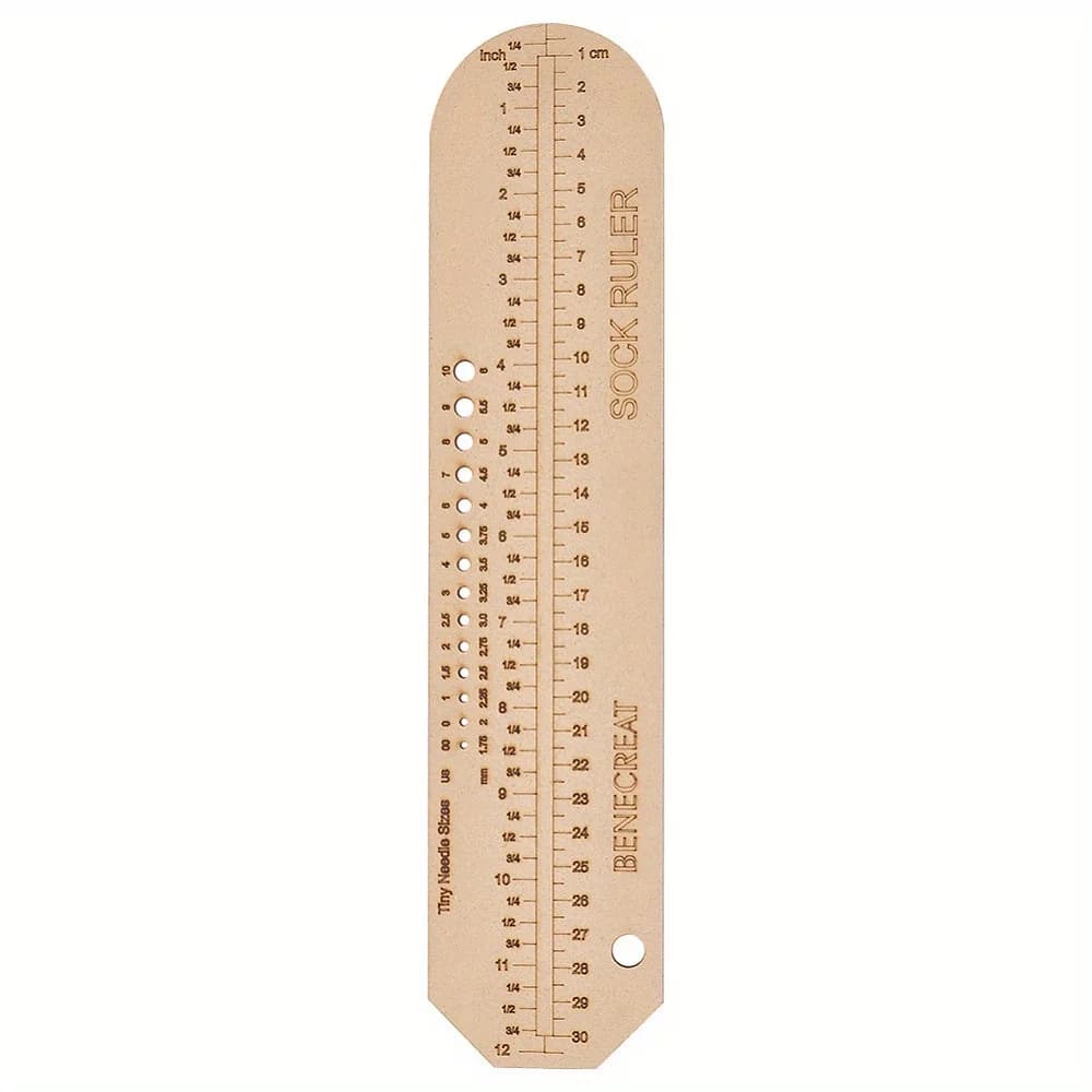 Righello Piatto 2D in Legno per Lavorazione a Maglia, Strumento Durevole per Misurare e Intrecciare, Forniture Artigianali per Lavori a Maglia Fatti a Mano
