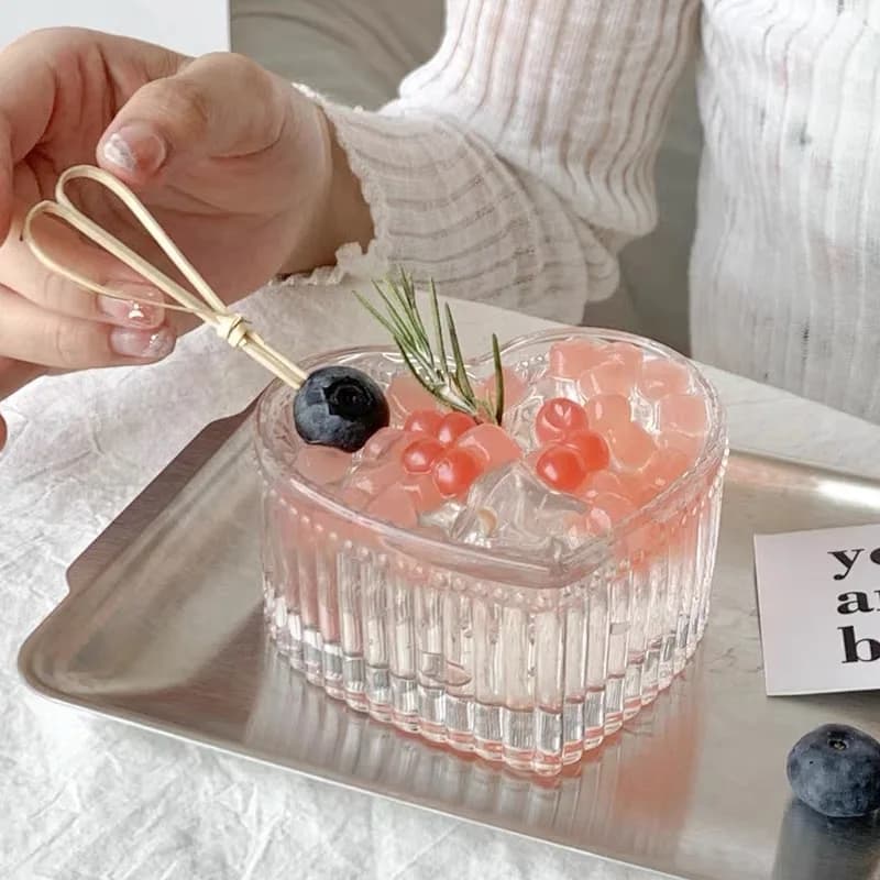 Insalatiera in vetro a forma di amore irregolare ciotole per frutta contenitori per alimenti zuppa Dessert Snack Food ciotola per mescolare stoviglie