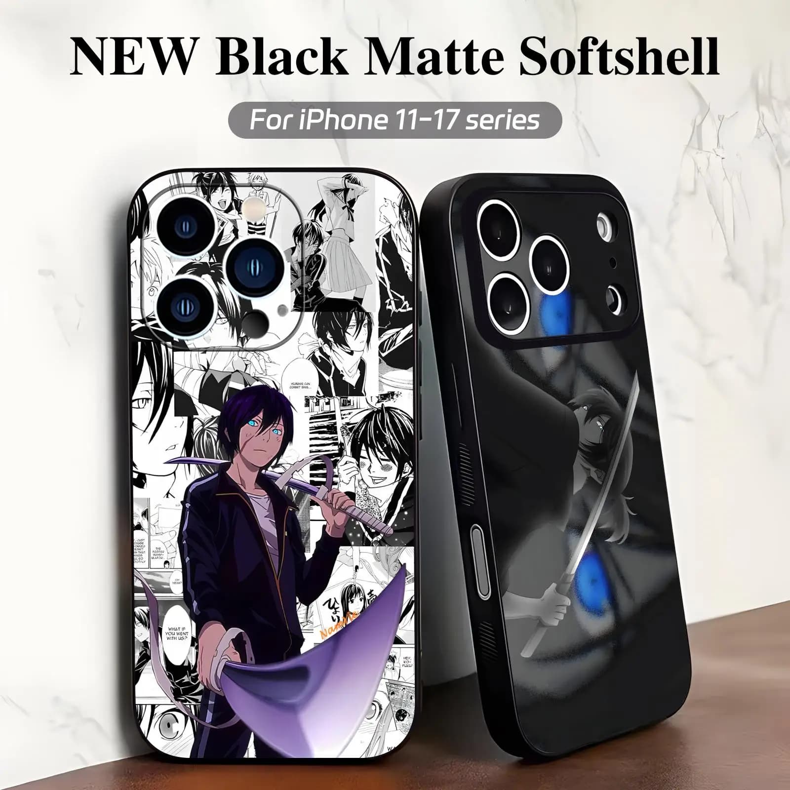 Custodia per iPhone 17 16 16e 15 14 13 12 Plus Mini Pro Max anti-caduta morbida nera Anime Noragami