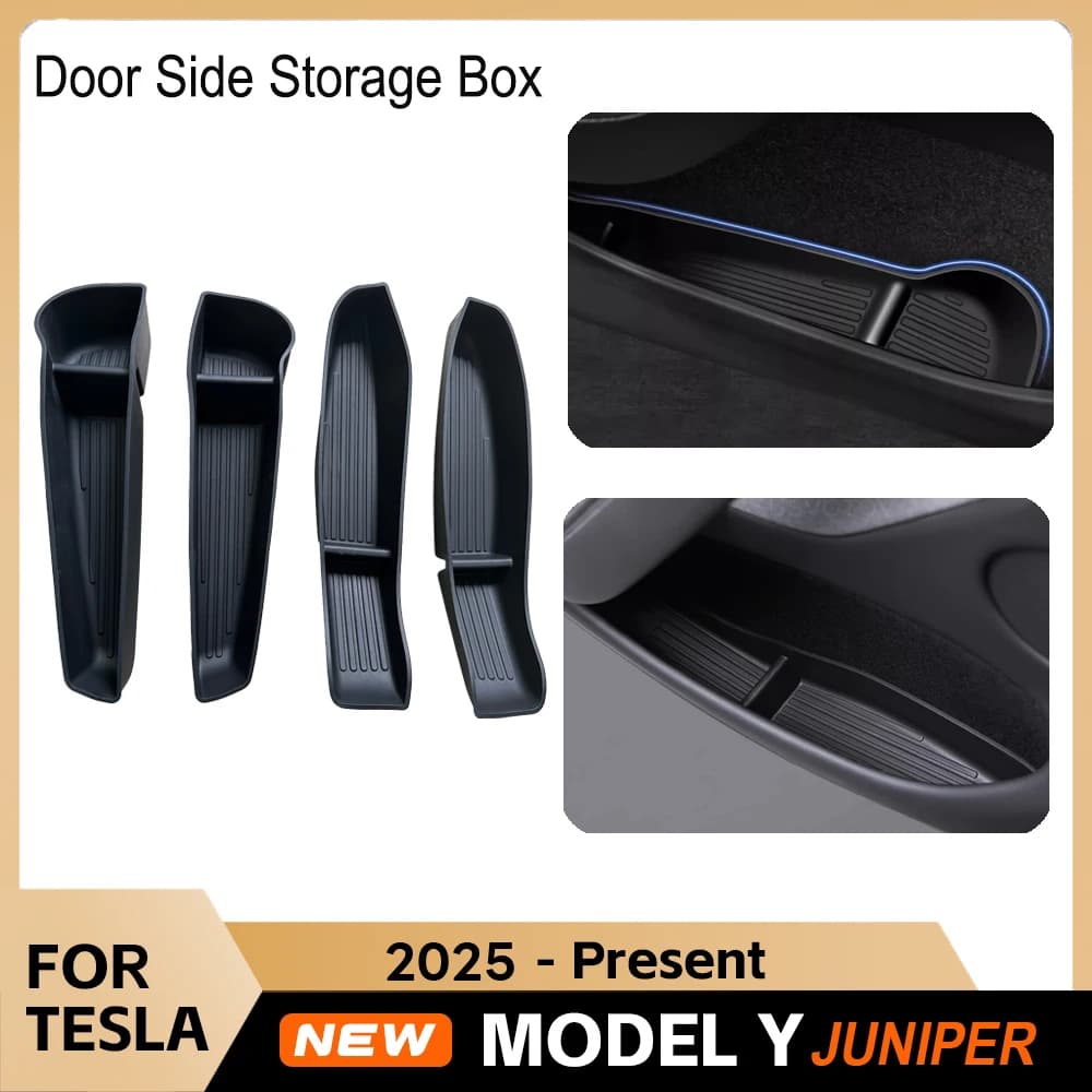 Per Il Nuovo Tesla Modello Y 2025 2026 Lancio Giugno Porta Auto Scatola di Immagazzinaggio Laterale TPE Porta di Stoccaggio Organizzatore Vassoio Accessori Interni